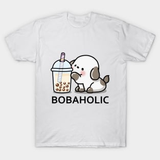 Little Bobaholic Puppy Loves Boba Tea! T-Shirt